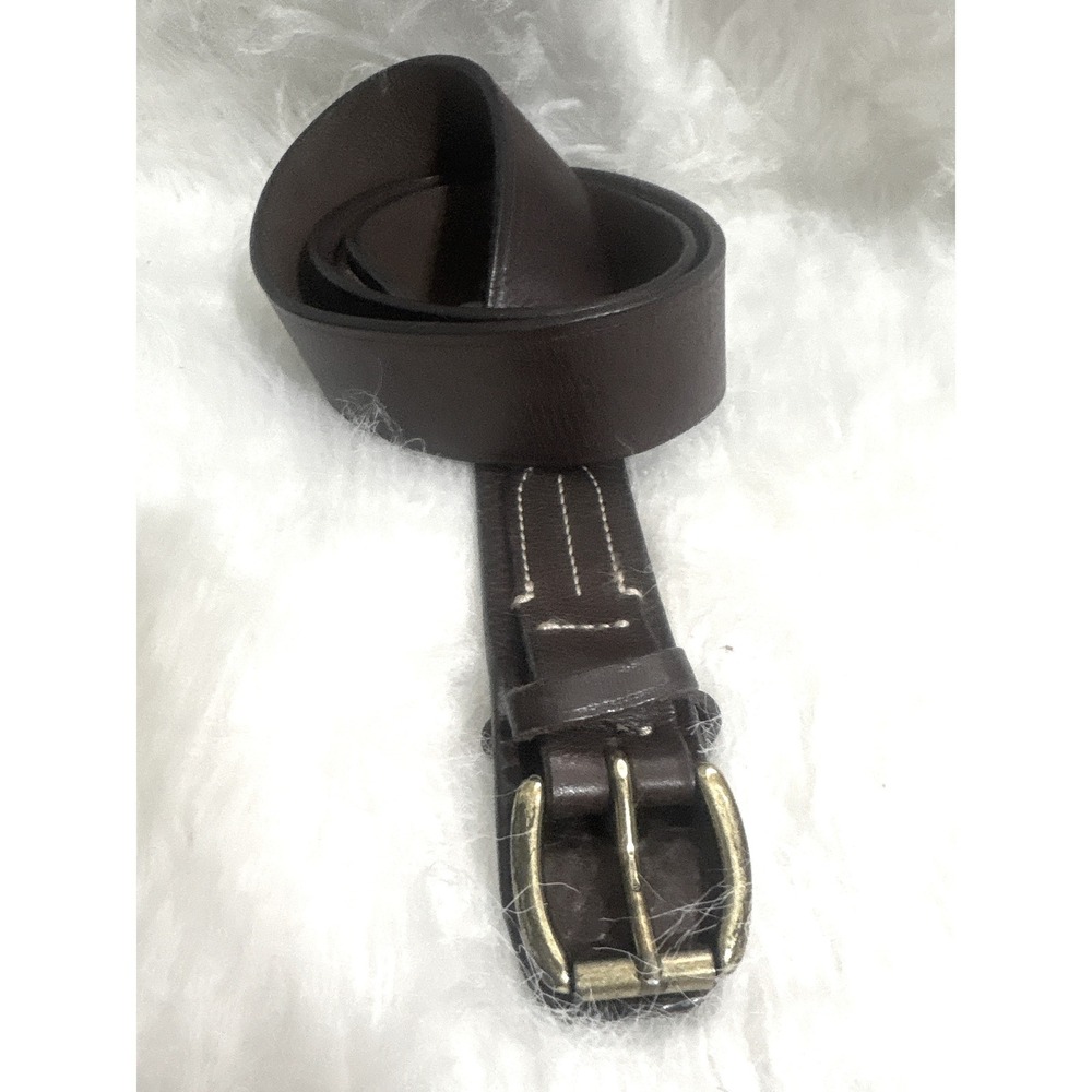 Lauren Ralph Lauren Belt Mens 34 Brown Genuine Leather Brass Buckle Classic Good